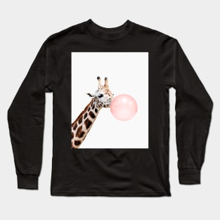 Giraffe print, Bubble gum, Nursery art, Giraffe wall art, Animal, Kids room, Modern art, Wall decor Long Sleeve T-Shirt